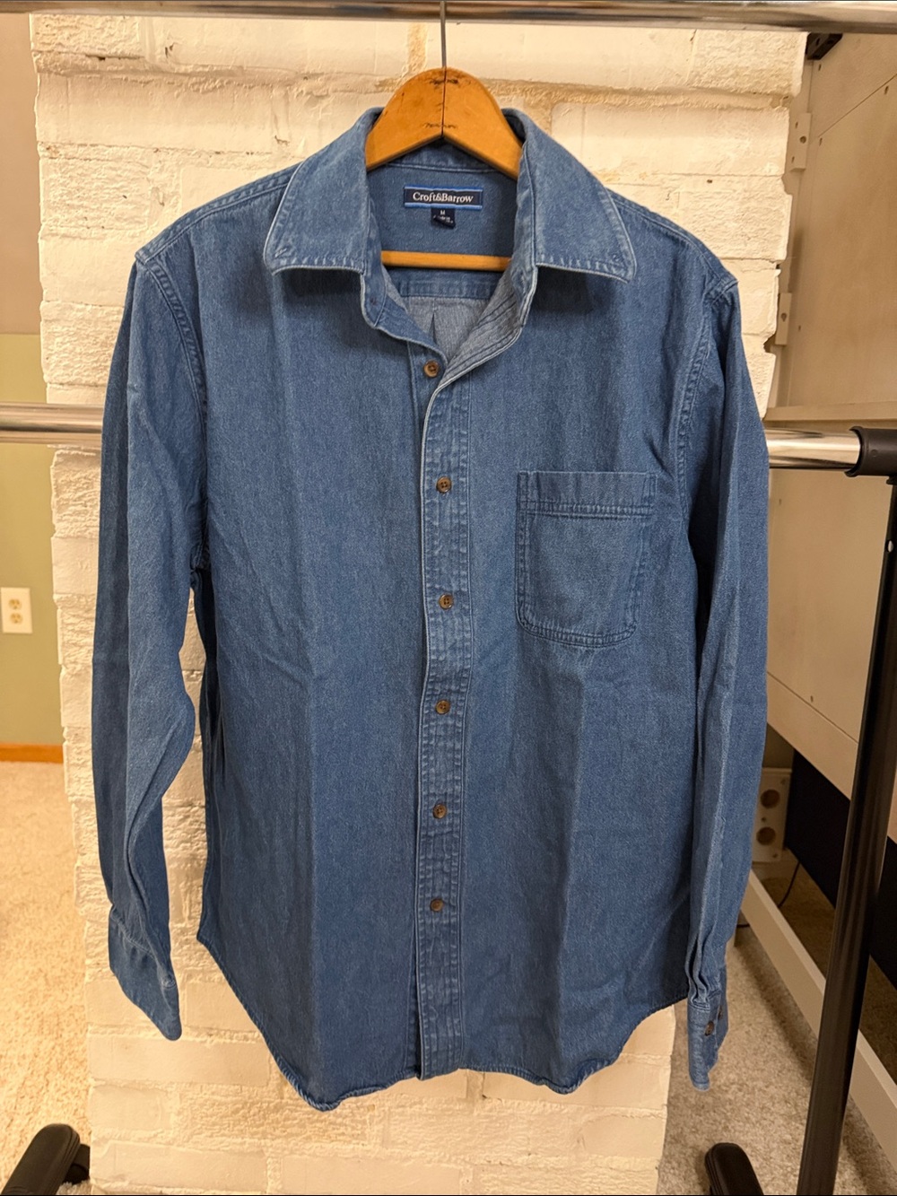 croft & barrow Men's Blue Denim Button-Down Shirt